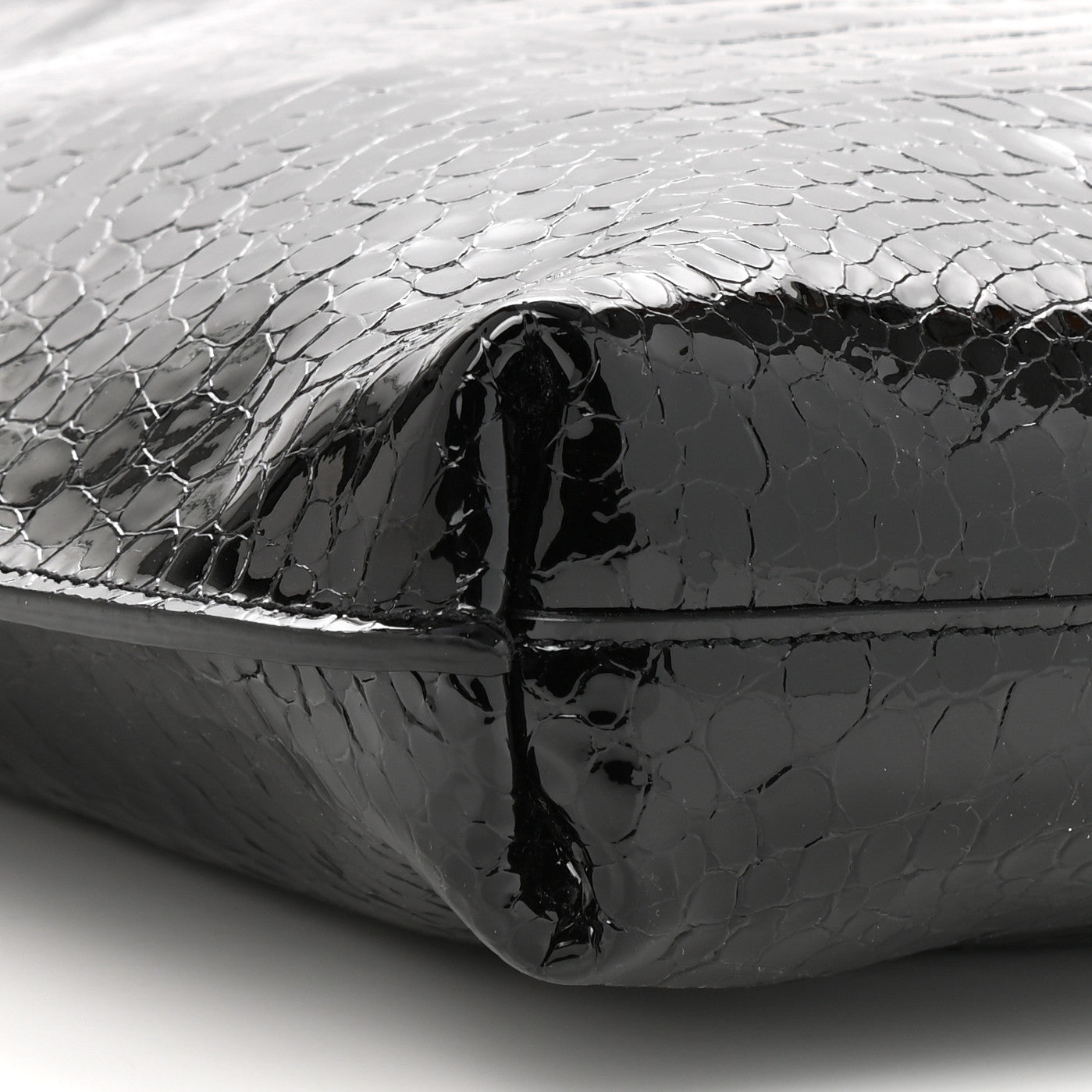 Saint Laurent Calfskin Crocodile Embossed Medium Suzanne Hobo Black 7 of 8