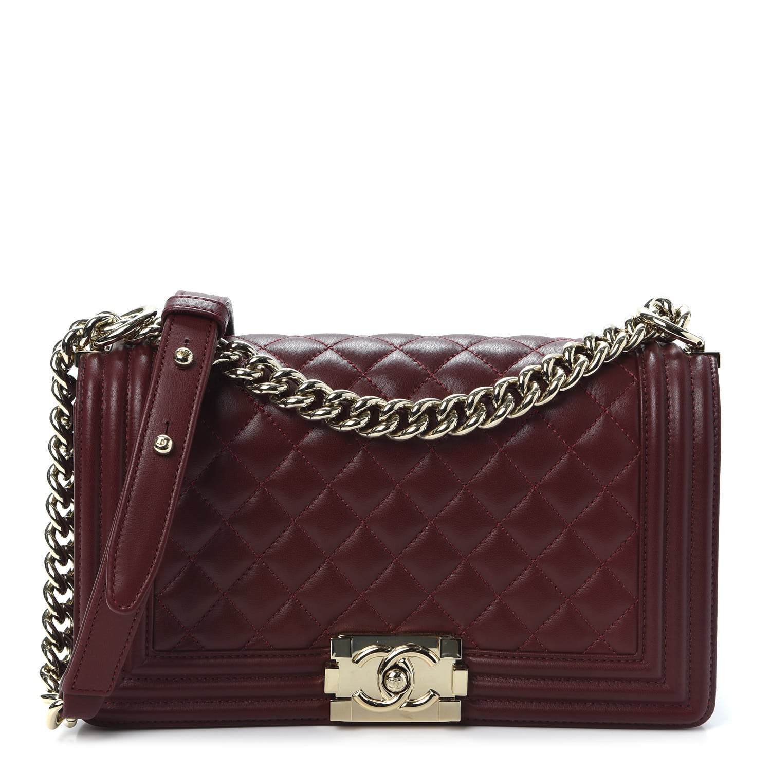 Chanel Lambskin Quilted Medium Boy Flap Burgundy 1 of 9