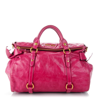 Miu Miu Vitello Lux Large Bow Bag Ibisco 1 of 8