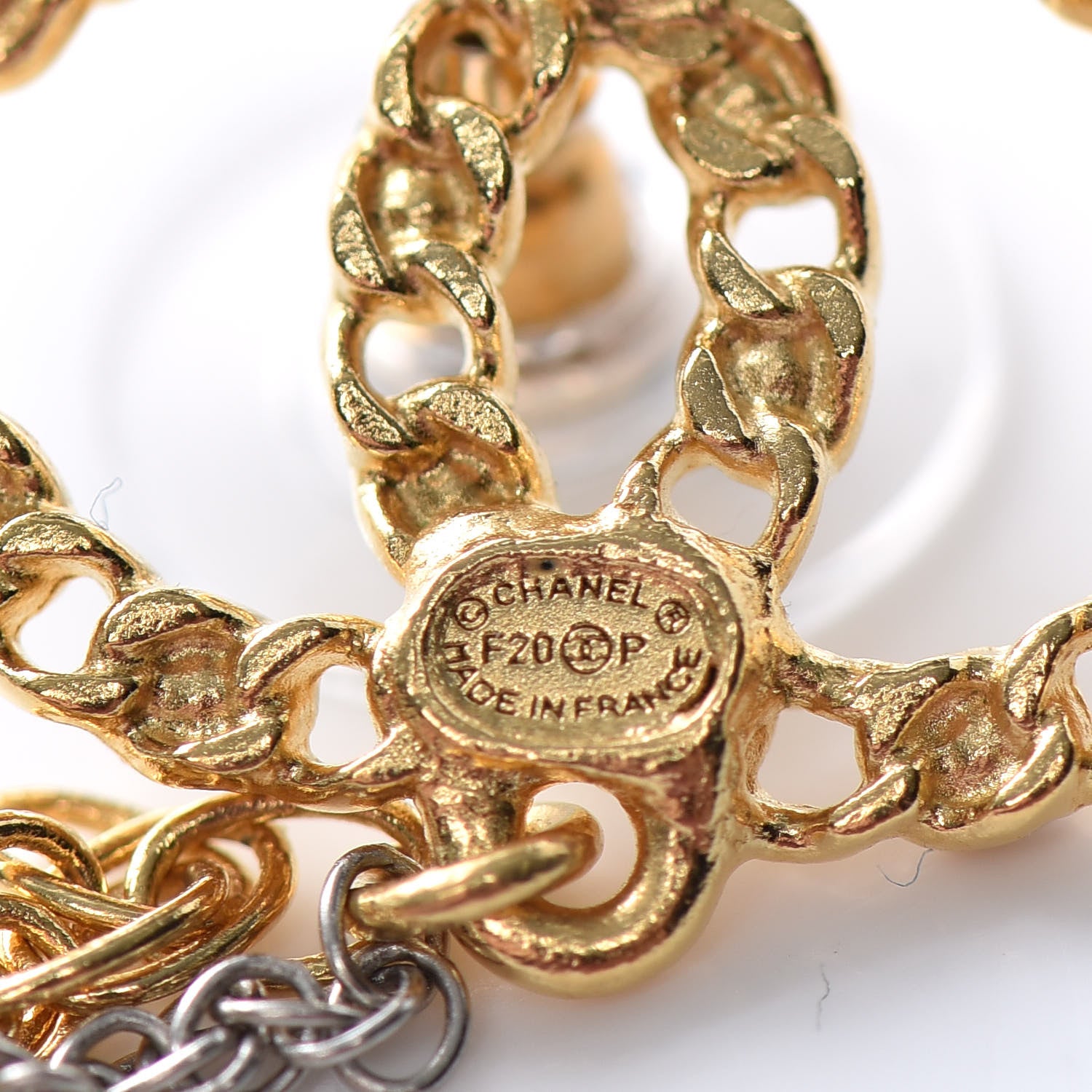 Chanel Crystal CC Chain Cuff Single Earring Gold Silver 4 of 4