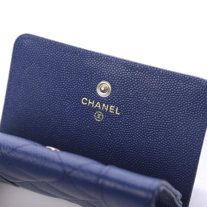 Chanel Caviar Chevron Quilted Vintage Mademoiselle Flap Card Holder Blue 8 of 9