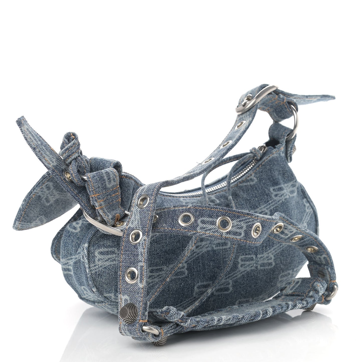 Bleached Denim BB Monogram Le Cagole Shoulder Bag XS Blue