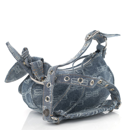 Balenciaga Bleached Denim BB Monogram Le Cagole Shoulder Bag XS Blue 2 of 10