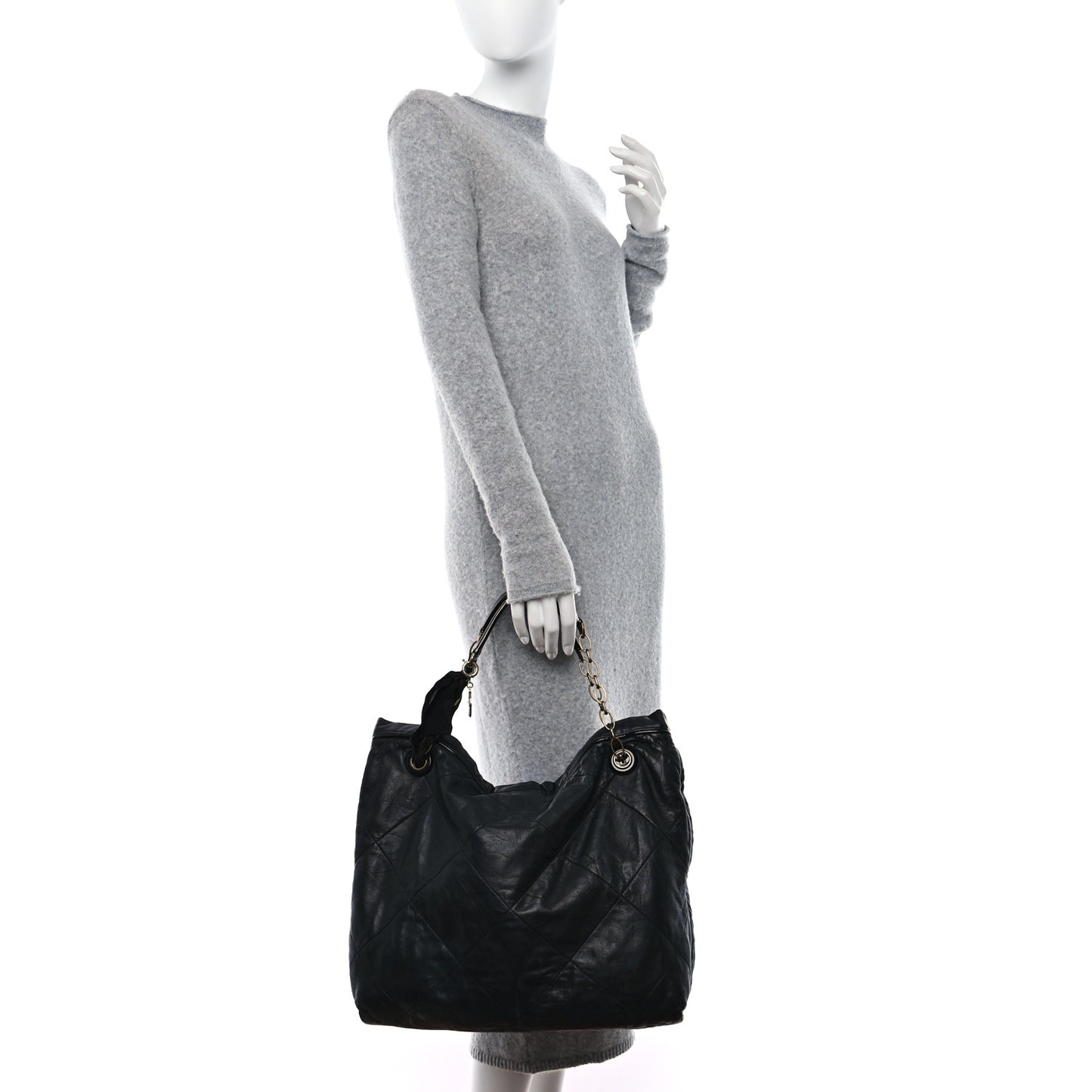 Lambskin Quilted Amalia Cabas Tote Black
