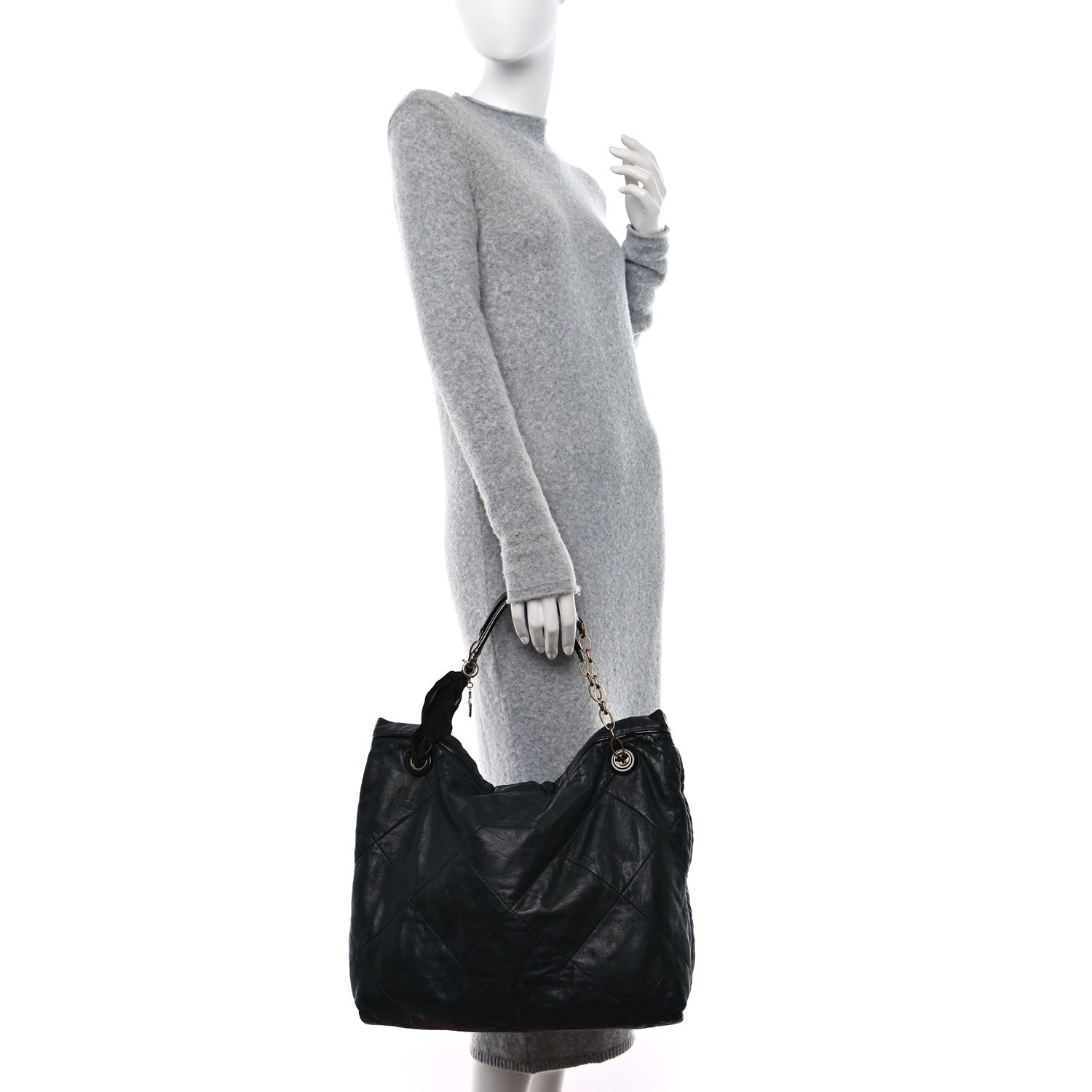 Lanvin Lambskin Quilted Amalia Cabas Tote Black 2 of 9