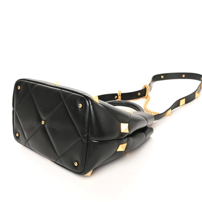 Valentino Garavani Nappa Roman Stud The Handle Bag Black 8 of 8