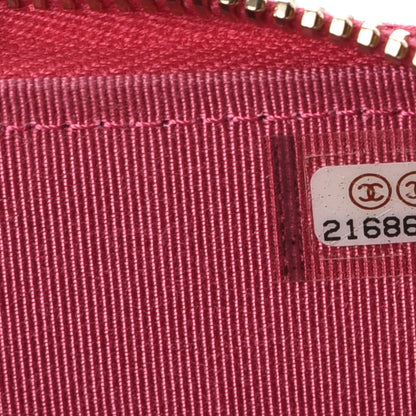 Chanel Lambskin Quilted Zip Around Coin Purse Wallet Fuchsia 7 of 8