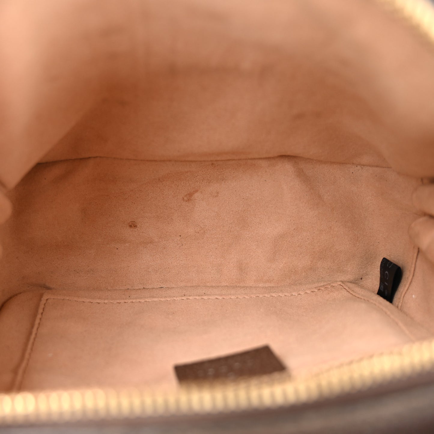 GG Supreme Monogram Mini Ophidia Top Handle Shoulder Bag Brown