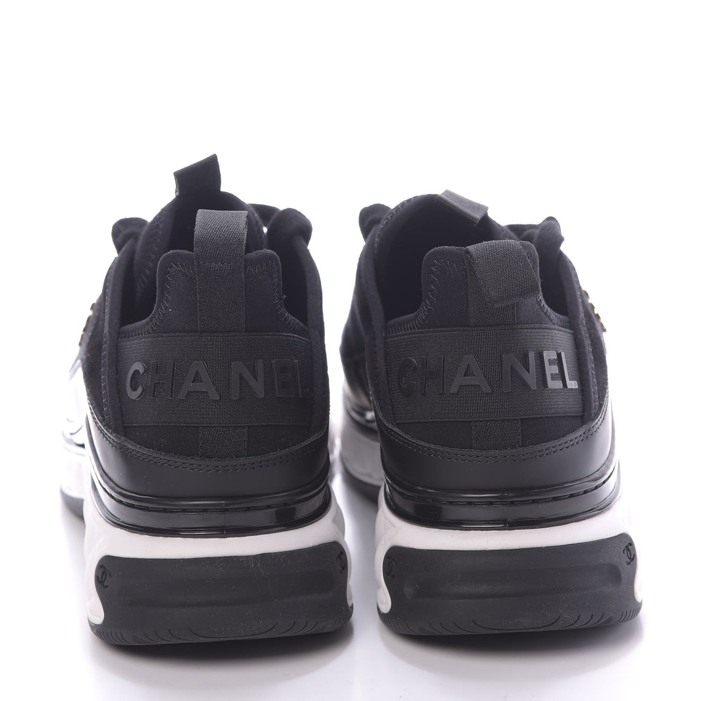 Velvet Calfskin Mixed Fibers CC Sneakers 38.5 Black