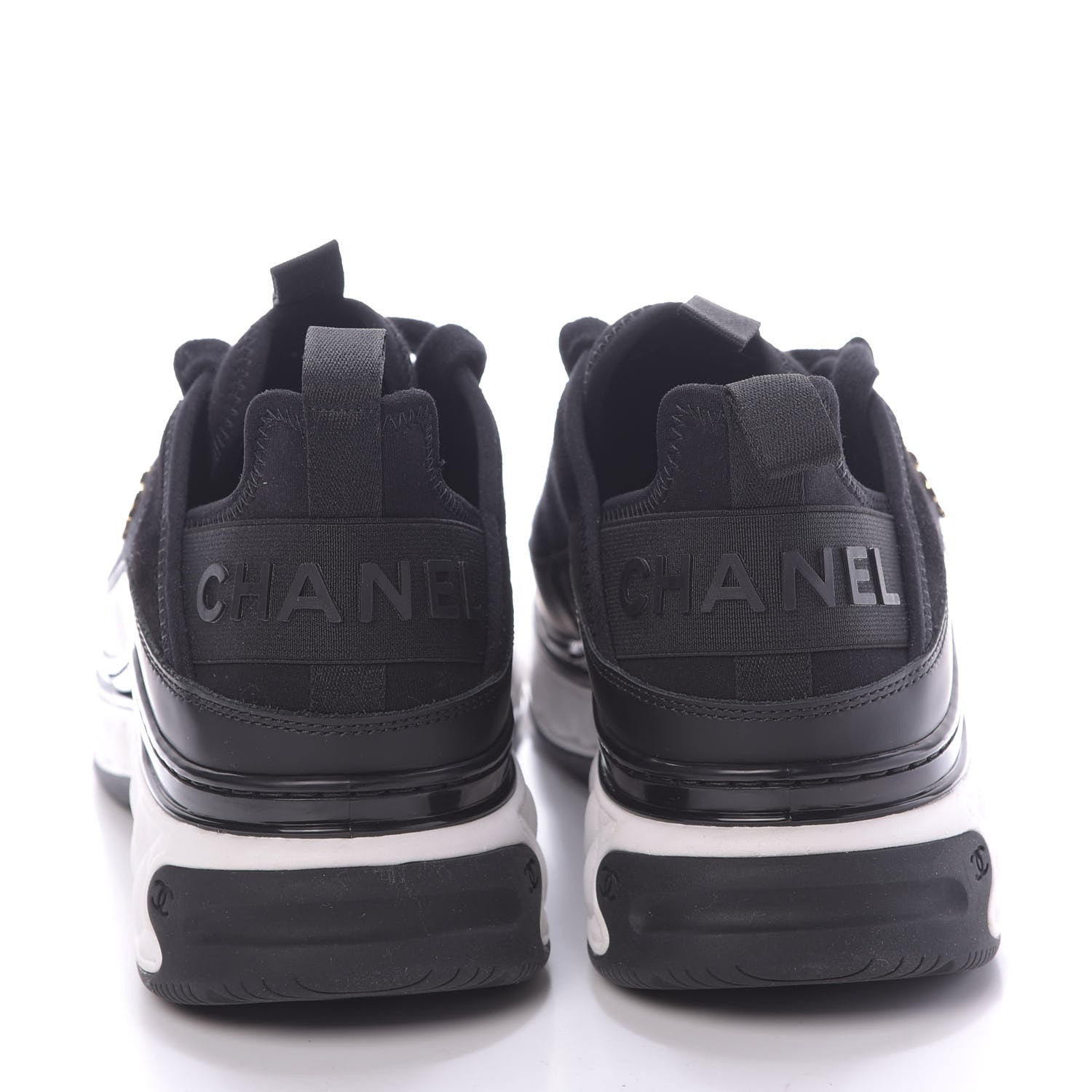 Chanel Velvet Calfskin Mixed Fibers CC Sneakers 38.5 Black 7 of 10