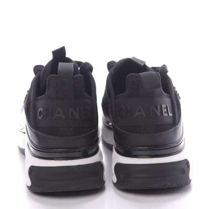 Chanel Velvet Calfskin Mixed Fibers CC Sneakers 38.5 Black 7 of 10
