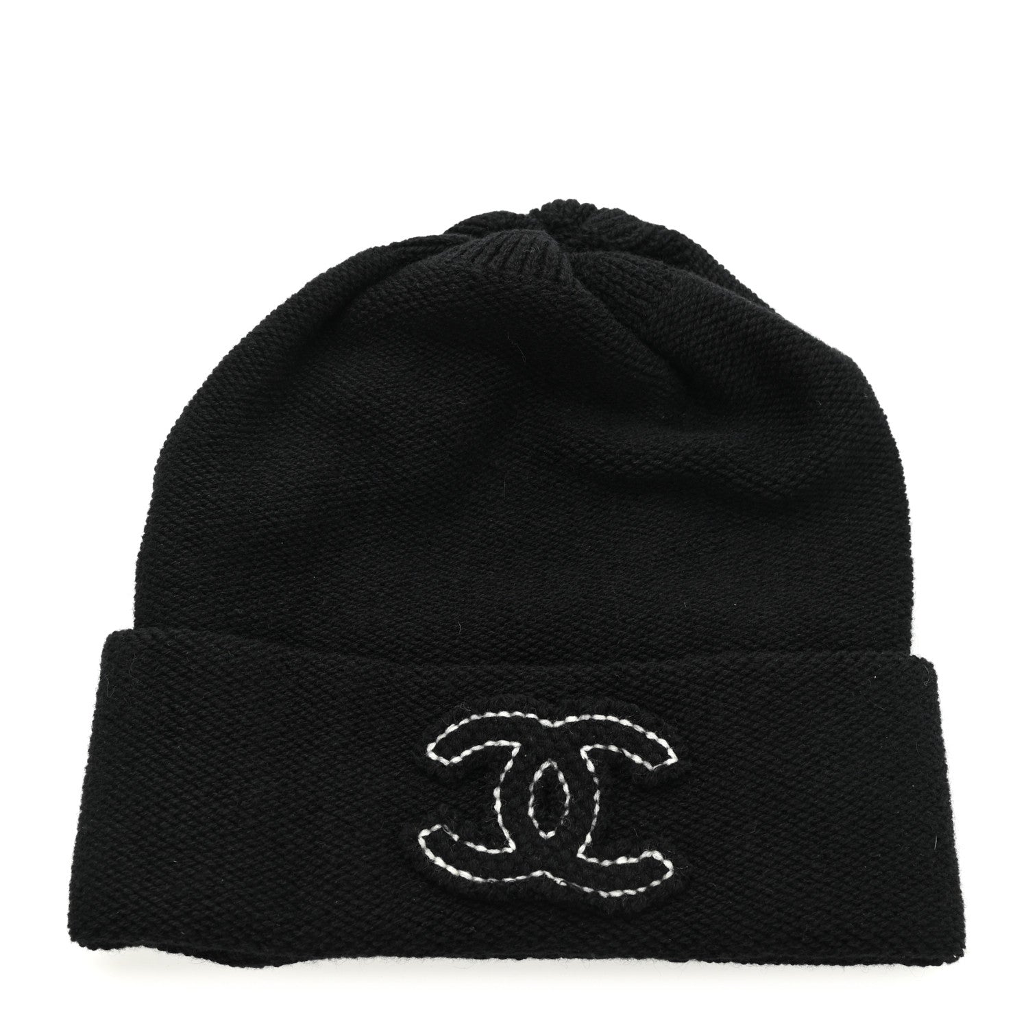 Chanel Cashmere CC Beanie Hat Black 1 of 4