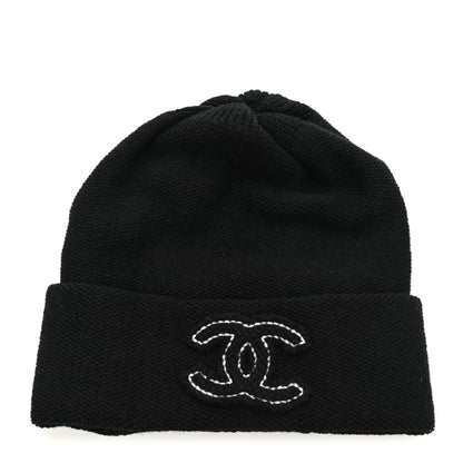 Chanel Cashmere CC Beanie Hat Black 1 of 4