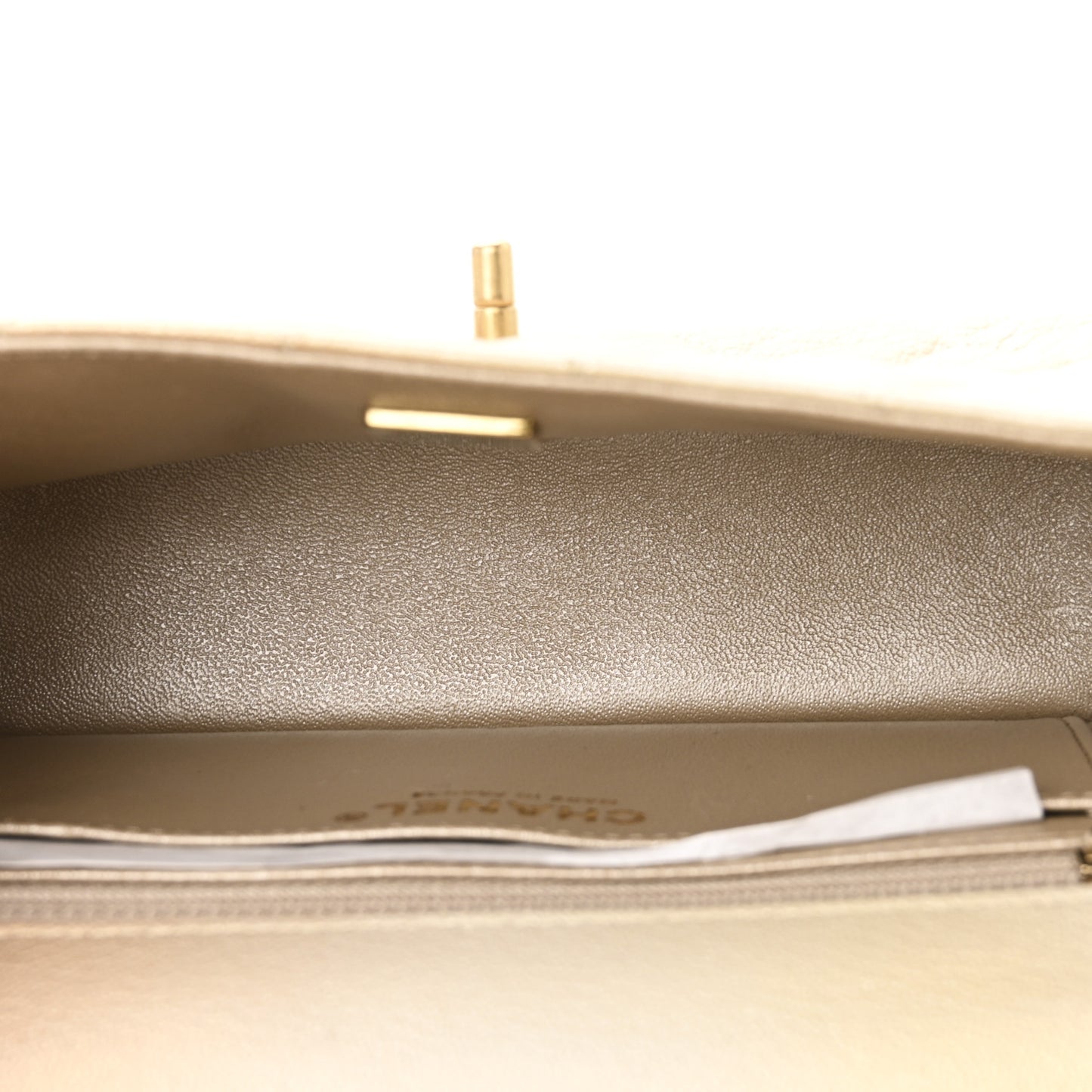 Metallic Goatskin Quilted Mini Rectangular Flap Gold