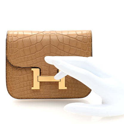 Hermes Matte Alligator Constance Slim Wallet Kraft 2 of 9