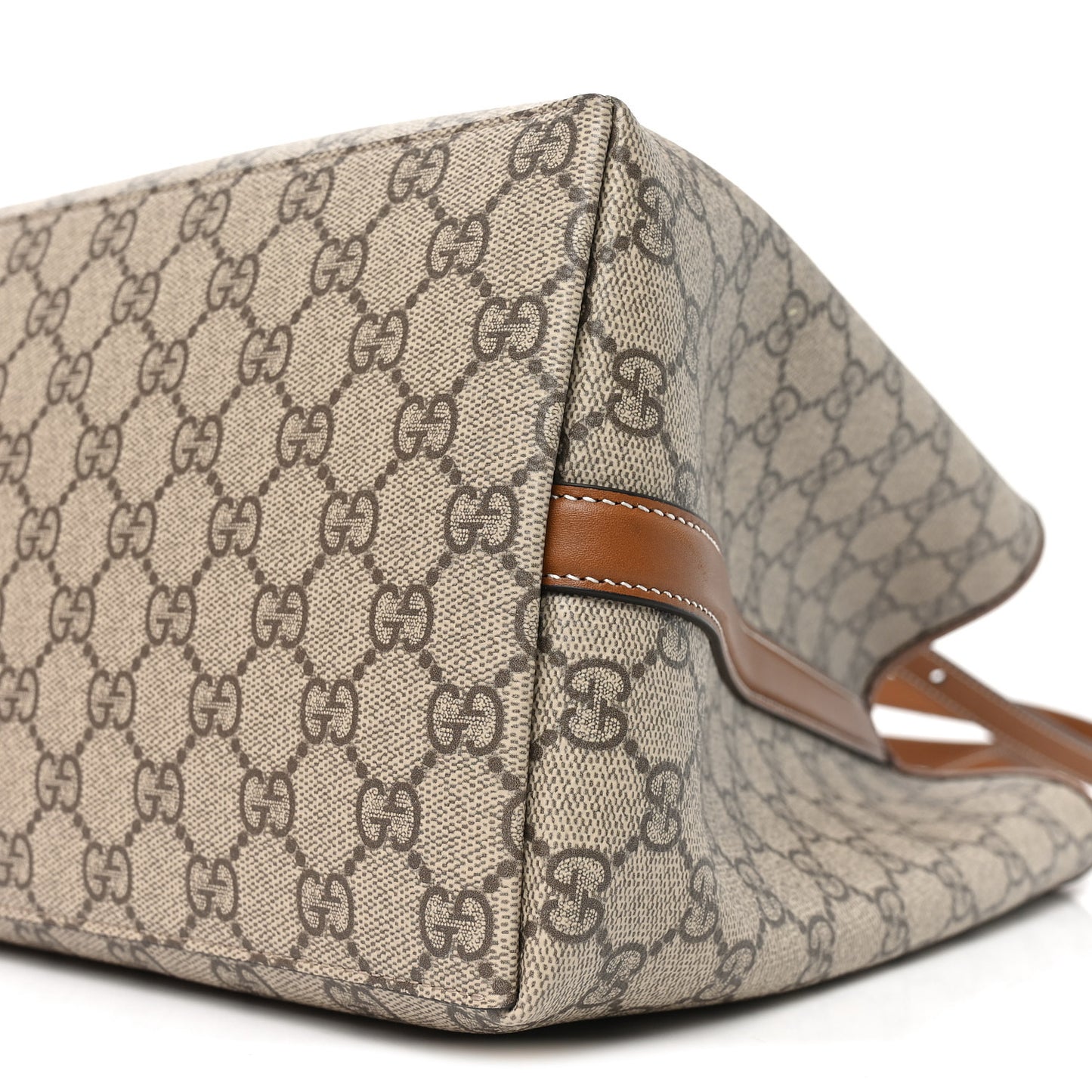 GG Supreme Monogram Emblem Large Tote Bag Beige Dark Brown