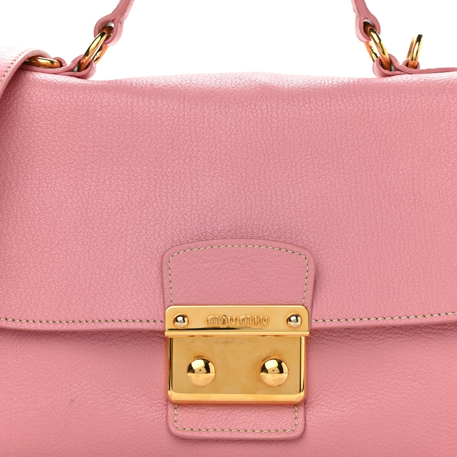Miu Miu Goatskin Madras Shopping Tote Rosa 7 of 9