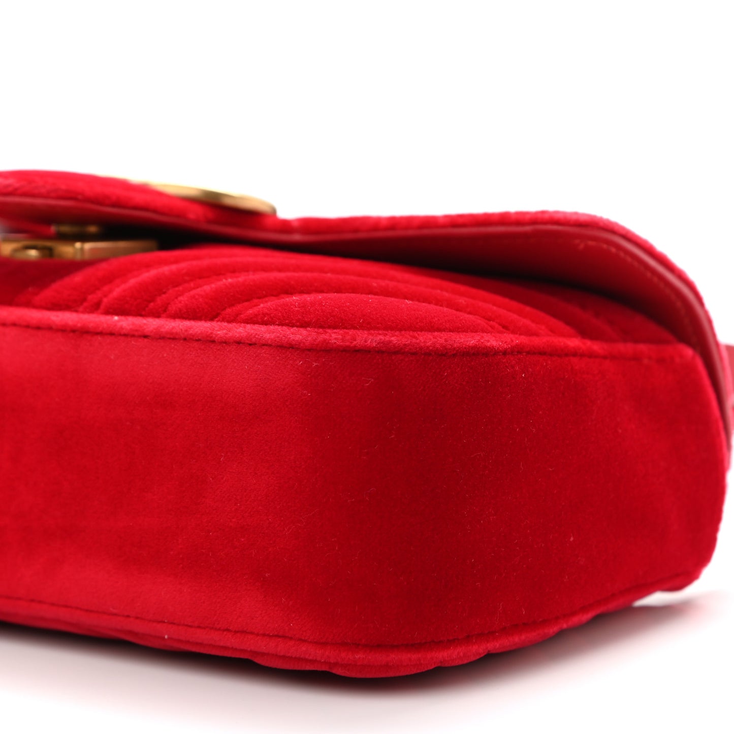 Velvet Matelasse Mini GG Marmont Shoulder Bag Hibiscus Red