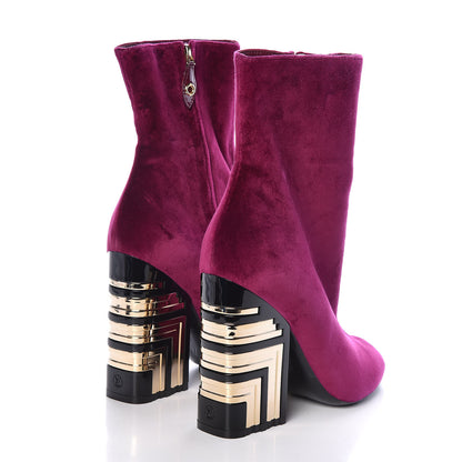 Louis Vuitton Velvet Monumental Ankle Boots 38.5 Magenta 4 of 7