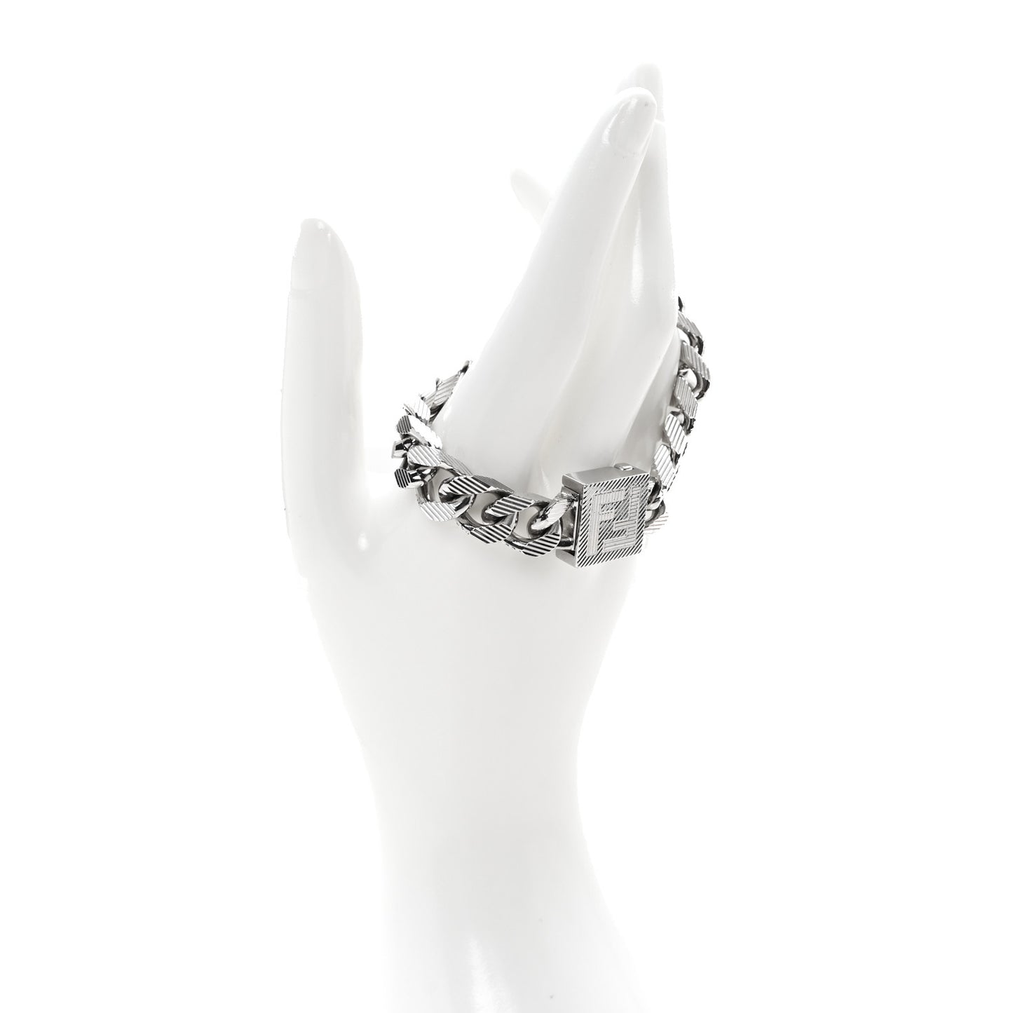 Metal FF Curb Link Bracelet Silver