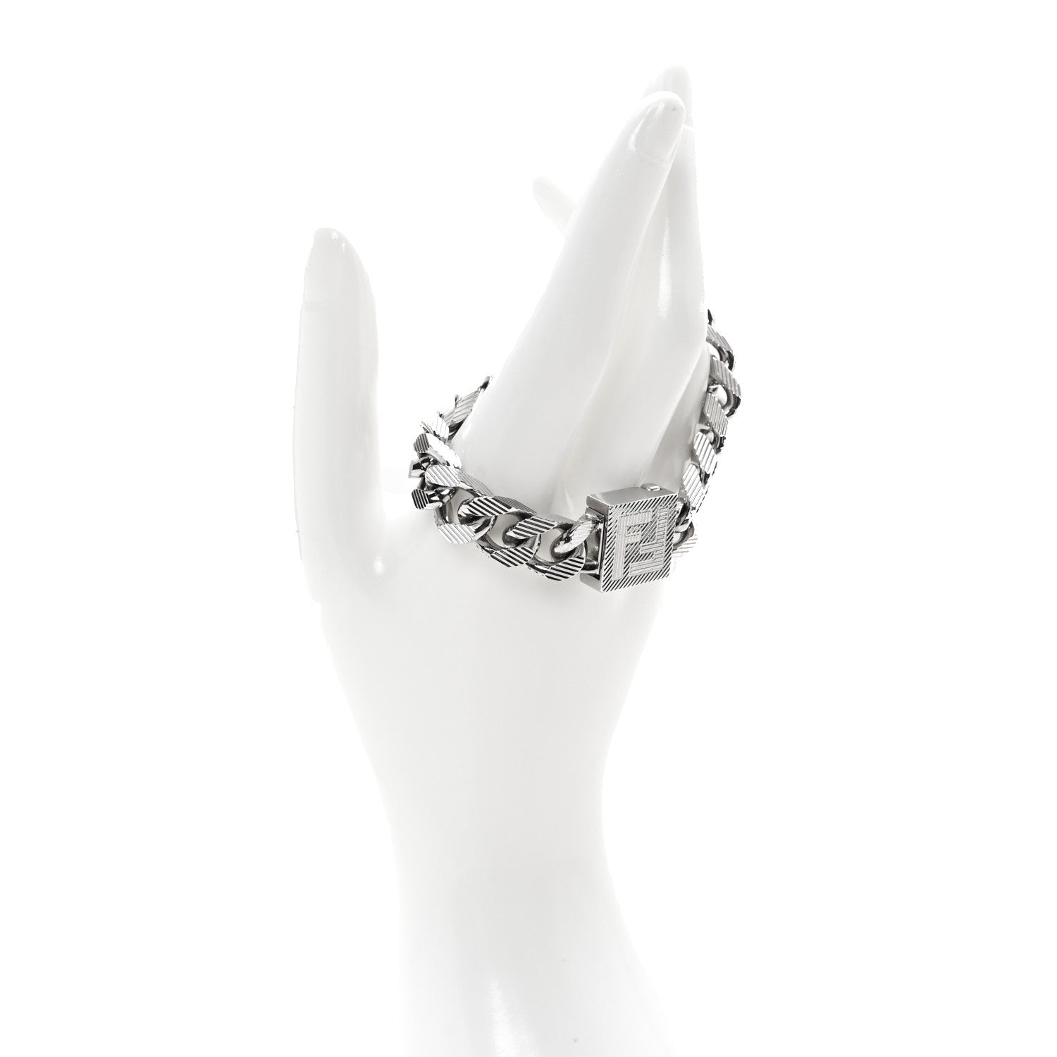 Fendi Metal FF Curb Link Bracelet Silver 2 of 4