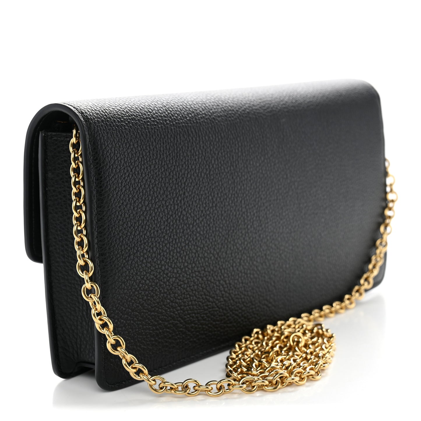 Small Classic Grain Calfskin Darley Clutch Clay