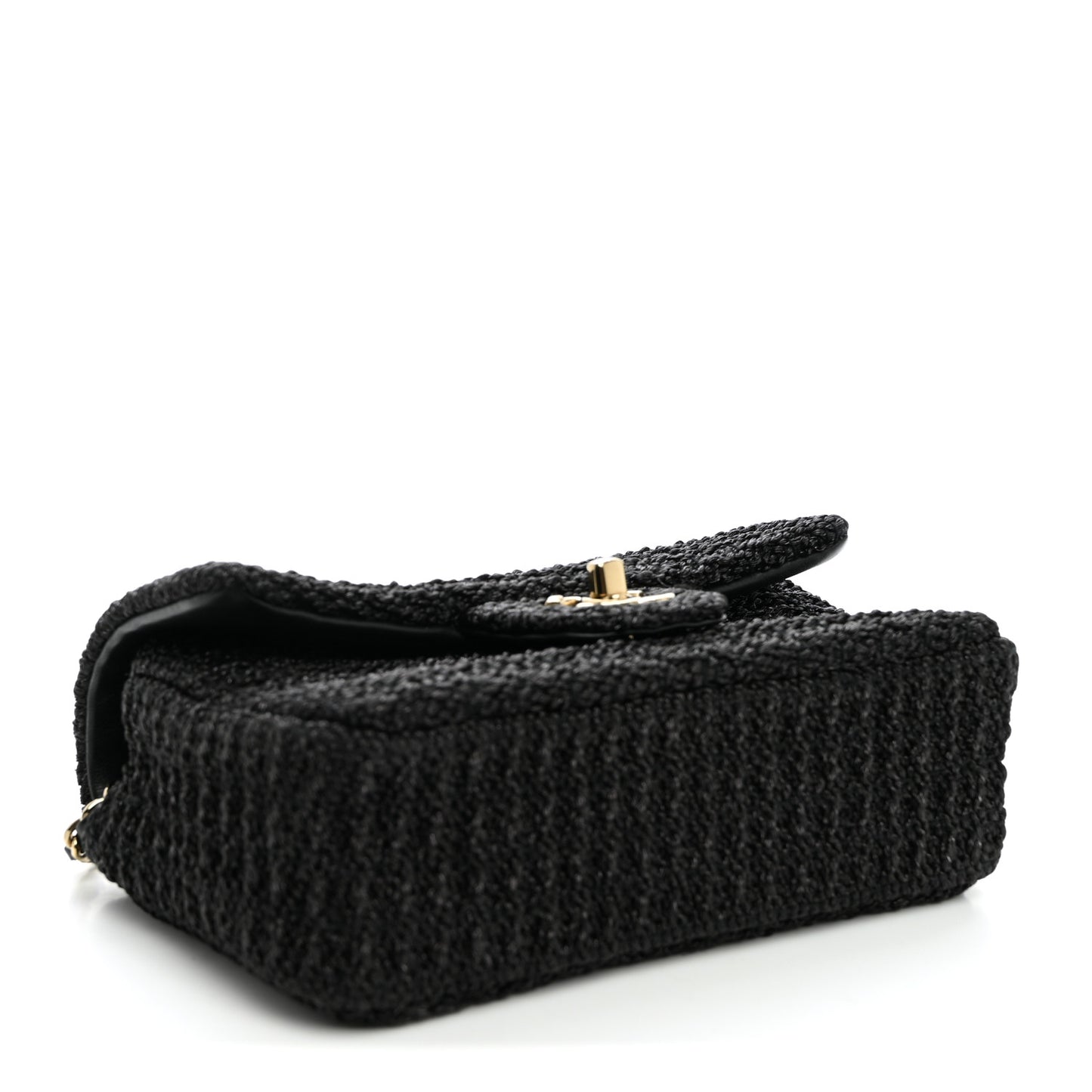 Woven Fabric Mini Rectangular Flap Black