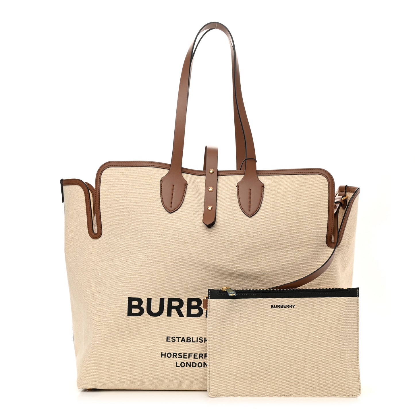 Cotton Canvas Calfskin Large Soft Belted Tote Bag Natural