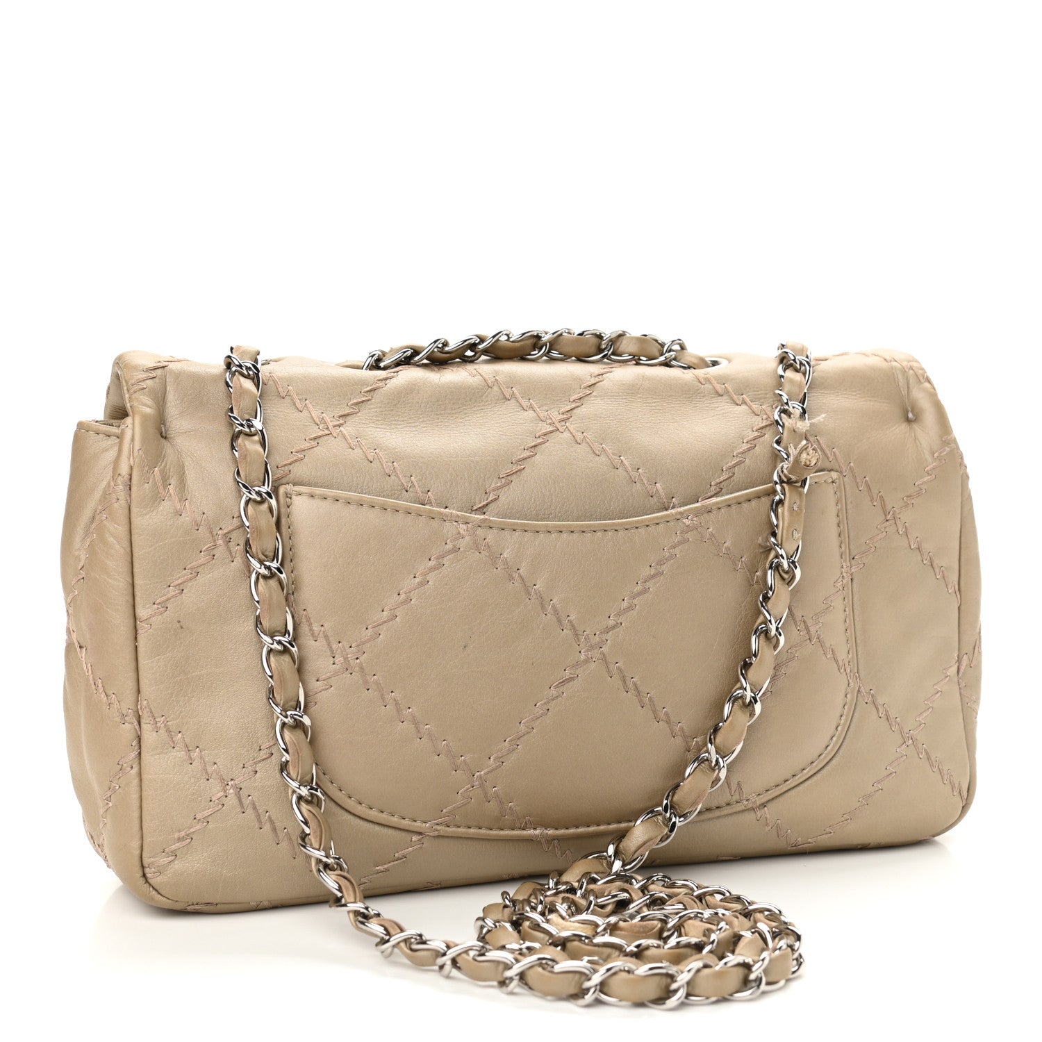 Chanel Metallic Lambskin Stitched Mini Flap Beige 2 of 13