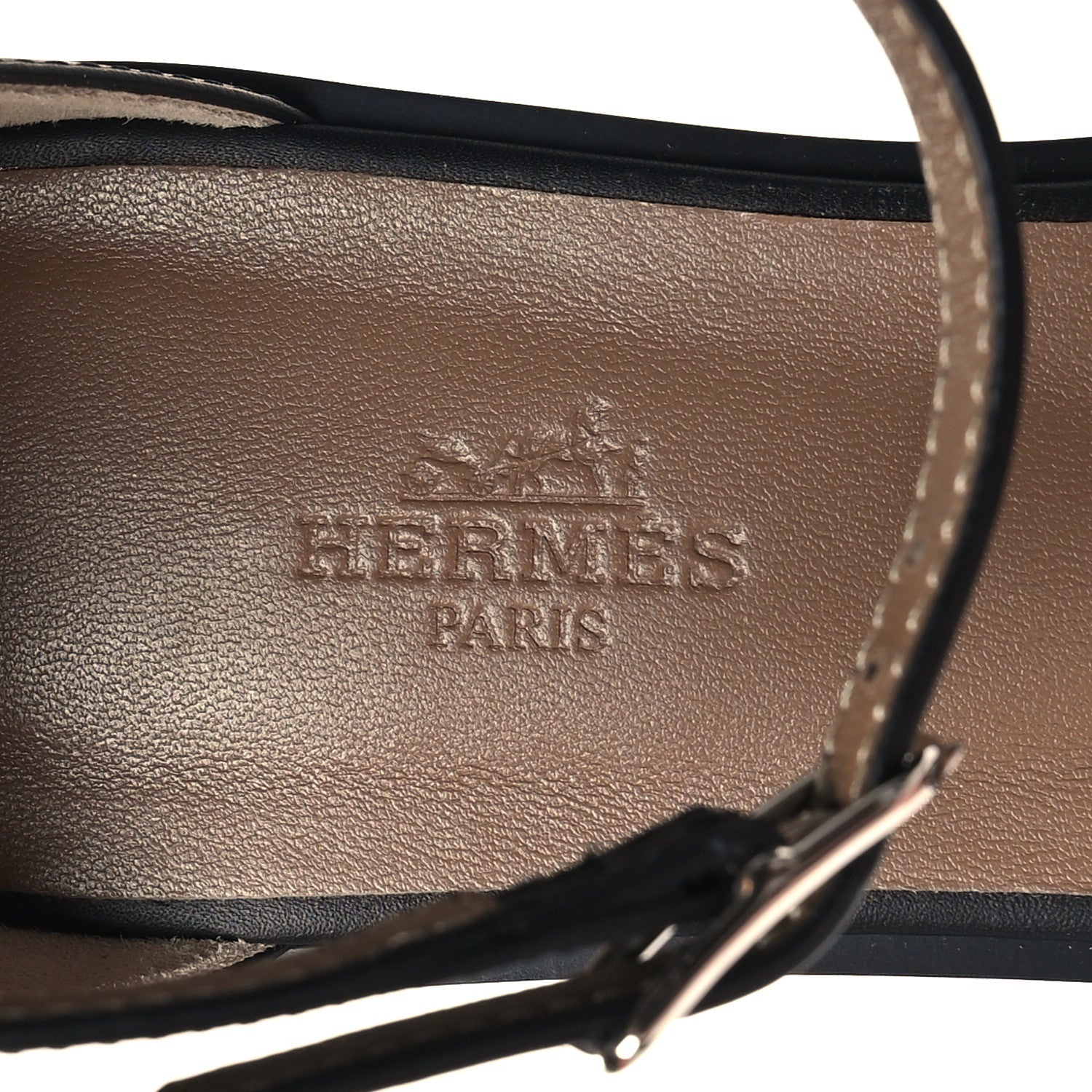 Hermes Calfskin Santorini Sandals 38.5 Black 9 of 10
