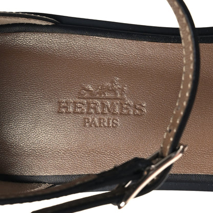 Hermes Calfskin Santorini Sandals 38.5 Black 9 of 10