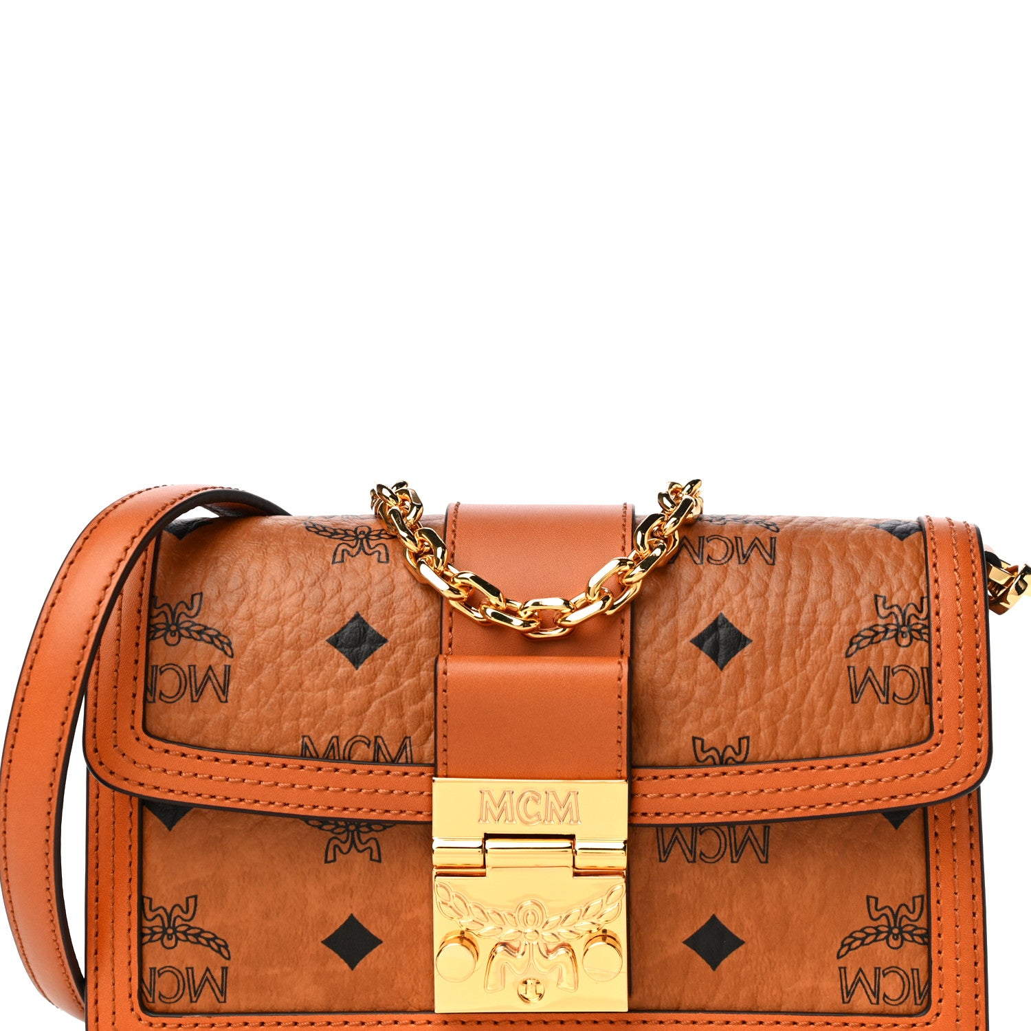 MCM Visetos Mini Gretl Crossbody Cognac 10 of 10