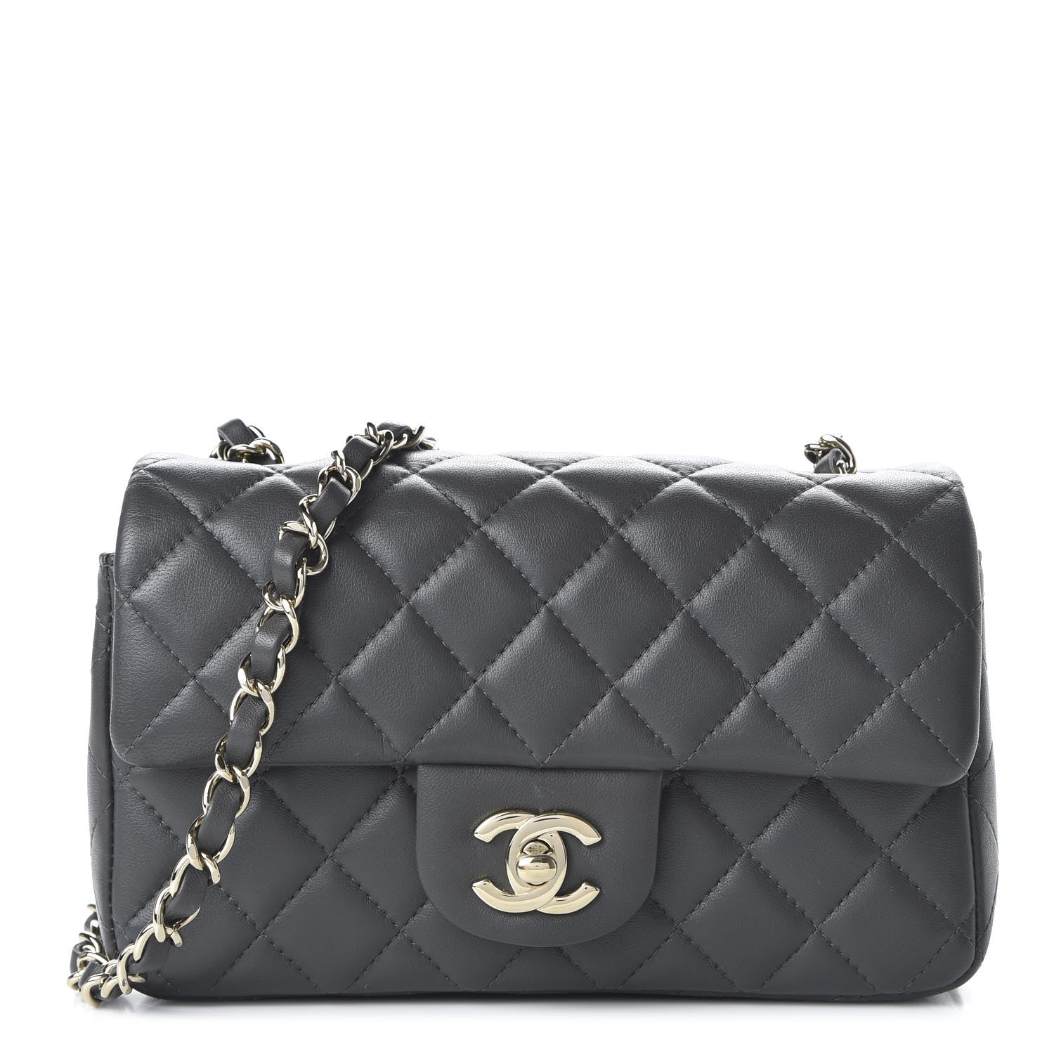 Chanel Lambskin Quilted Mini Rectangular Flap Grey 1 of 11