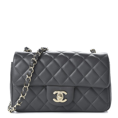 Chanel Lambskin Quilted Mini Rectangular Flap Grey 1 of 11