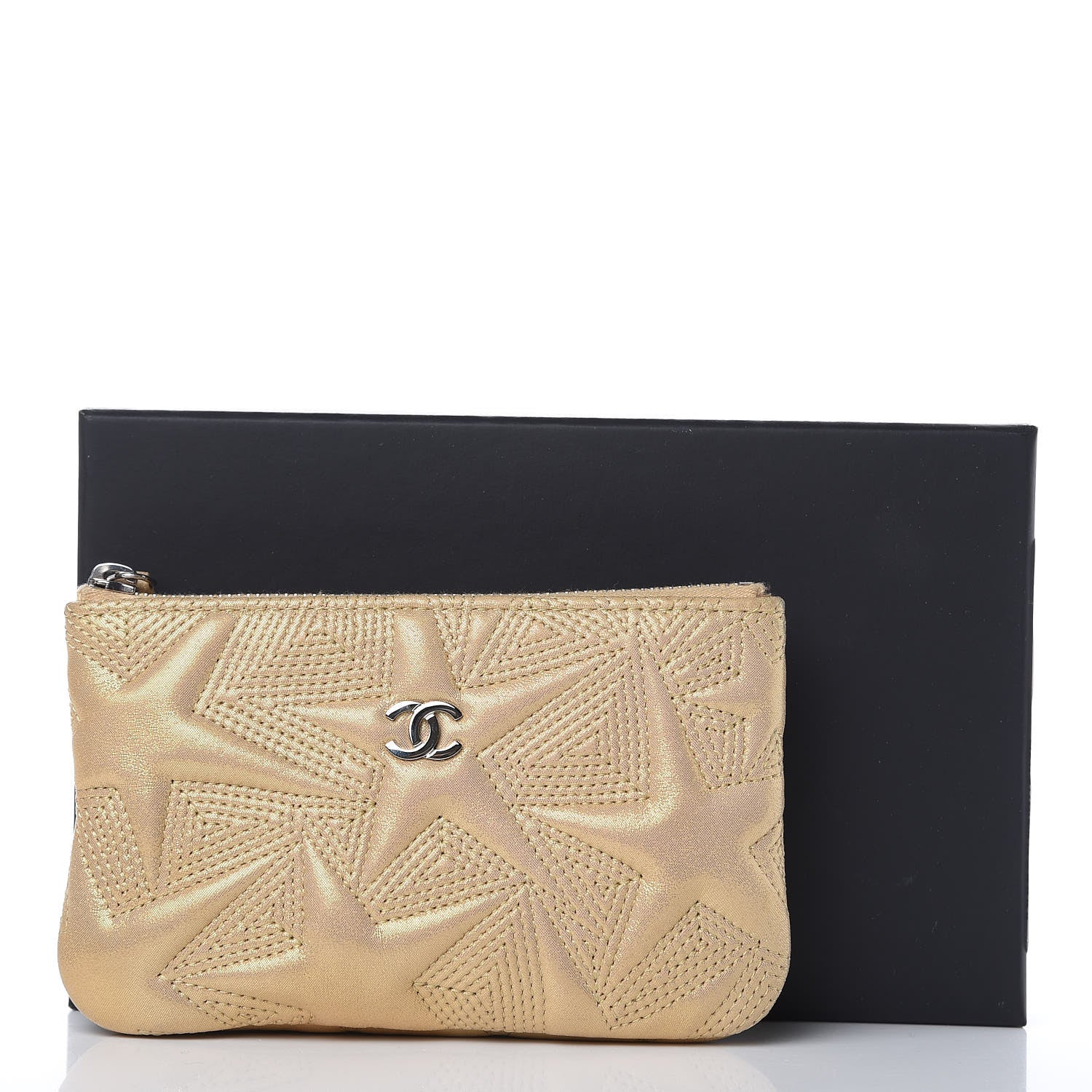 Chanel Metallic Lambskin Star Embossed Coin Purse Case Gold 10 of 10