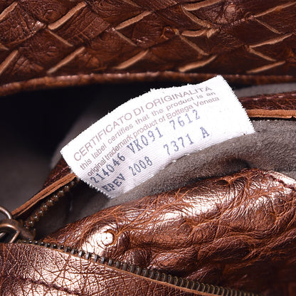 Bottega Veneta Metallic Ostrich Intrecciato Hobo Copper 7 of 15