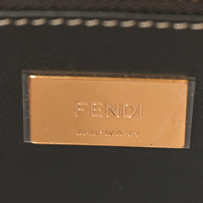 Fendi Vitello Nabuk Seta Pequin Medium Peekaboo Iconic Satchel Tobacco Moro Ebano 7 of 11