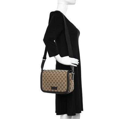 Gucci Monogram Flap Messenger Bag Beige Dark Brown 2 of 12