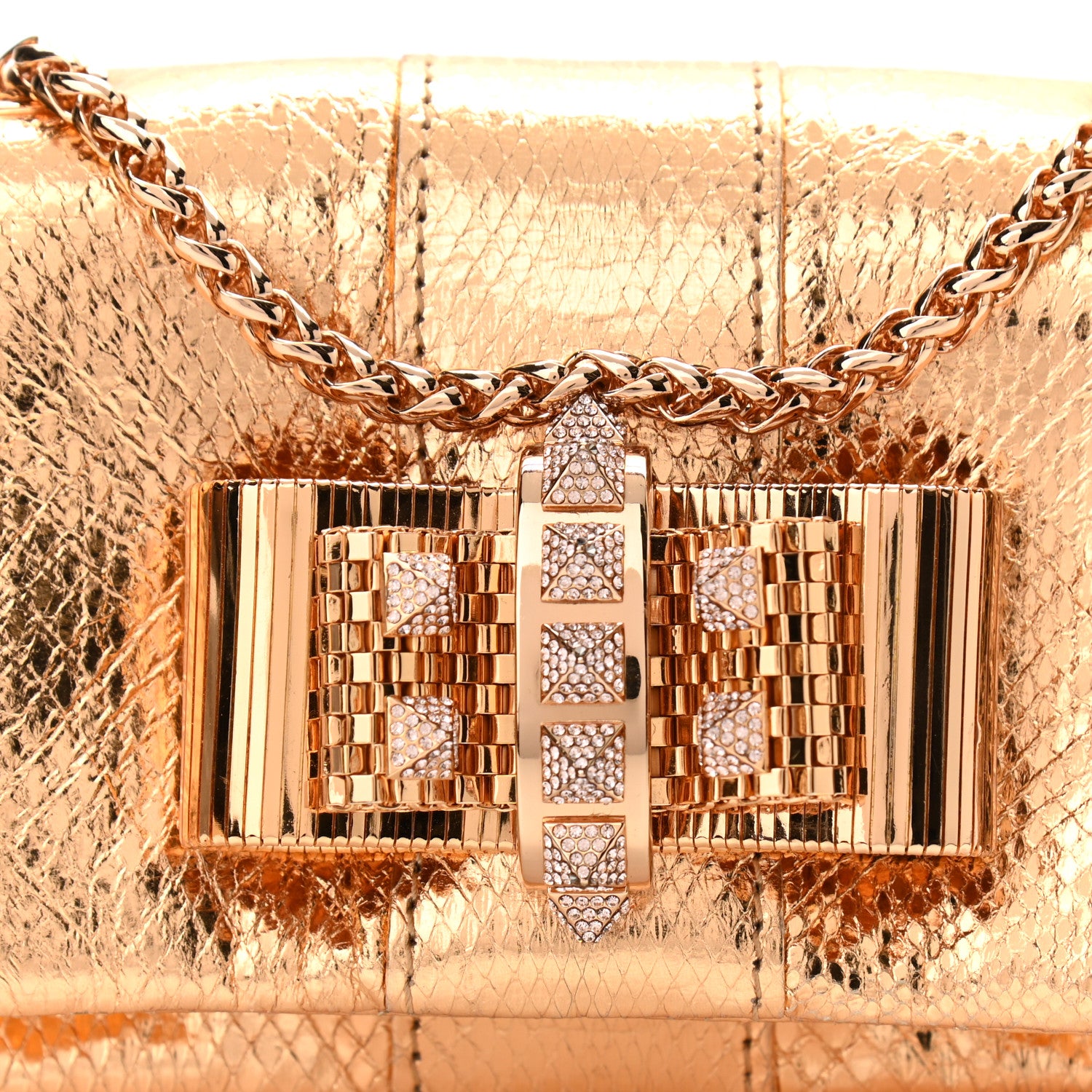 Christian Louboutin Metallic Waternsnake Crystal Mini Sweety Charity Crossbody Bag Gold 6 of 8