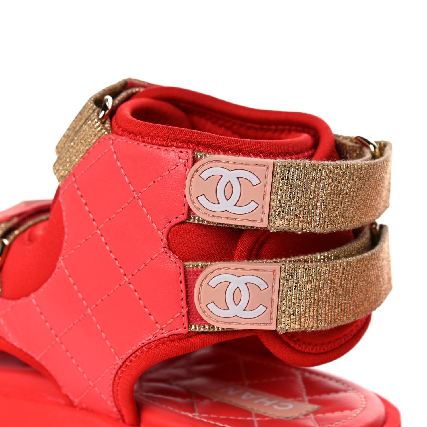 Chanel Goatskin Fabric Gladiator Sandals 36.5 Dark Red Light Pink 13 of 13