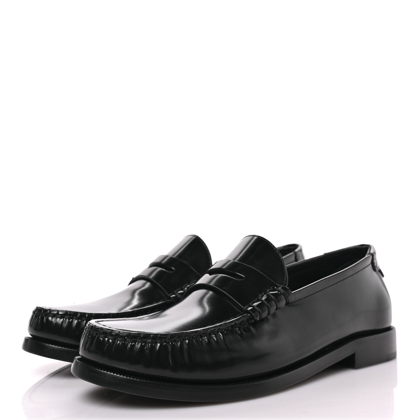 Patent Calfskin Penny Loafers 36 Black
