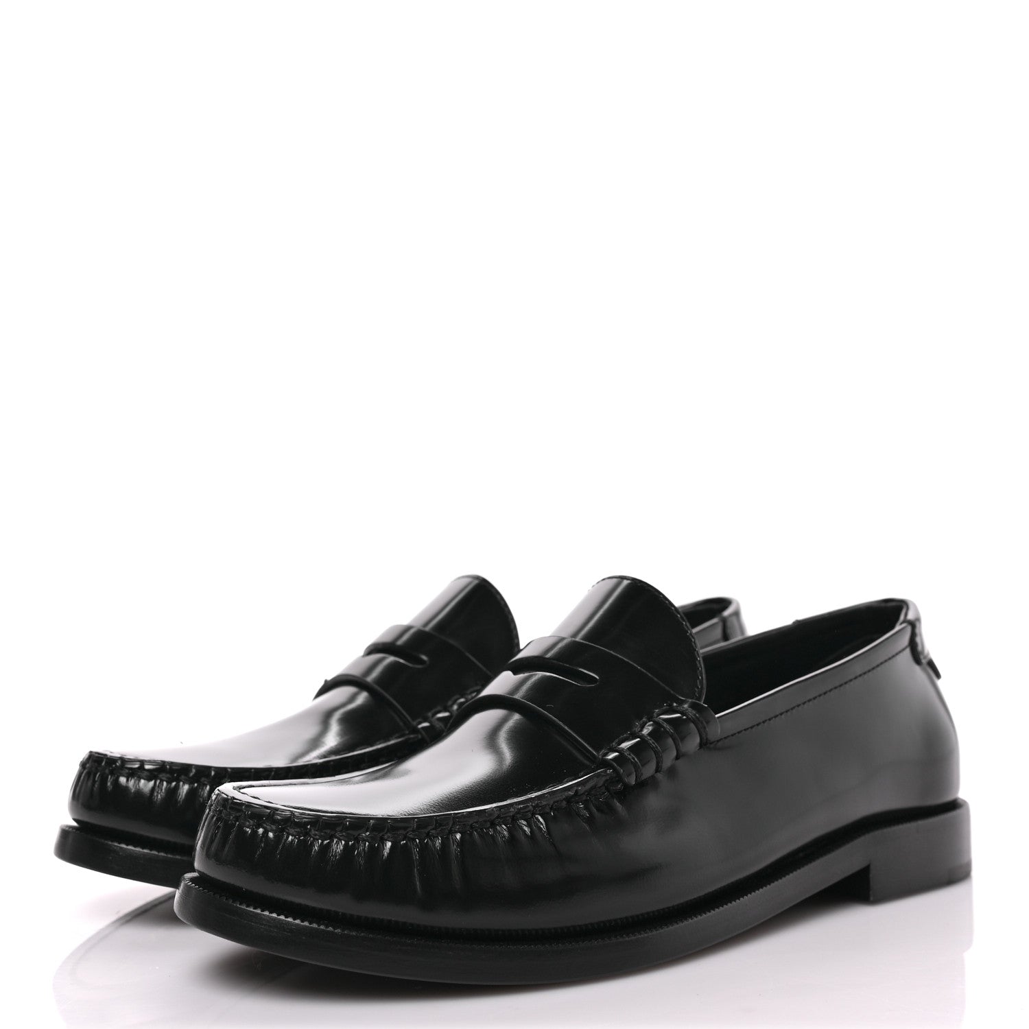 Saint Laurent Patent Calfskin Penny Loafers 36 Black 3 of 9