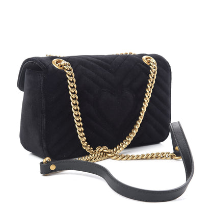 Gucci Velvet Matelasse Small GG Marmont Shoulder Bag Black 3 of 10