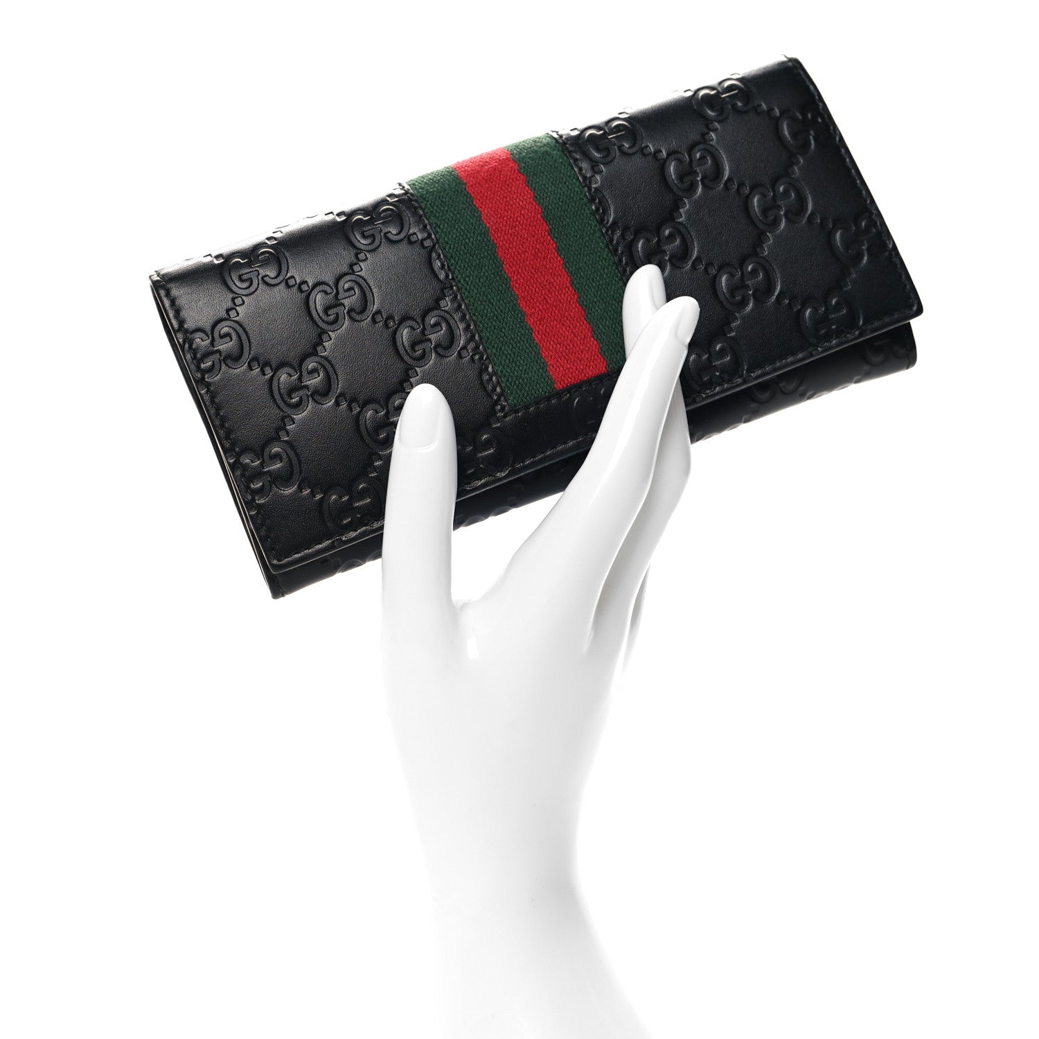Gucci Guccissima Signature Web New Web Continental Wallet Black 2 of 9