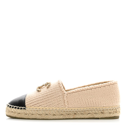 Chanel Knitted Wool Lambskin Chain CC Espadrilles 40 Beige Black 1 of 9