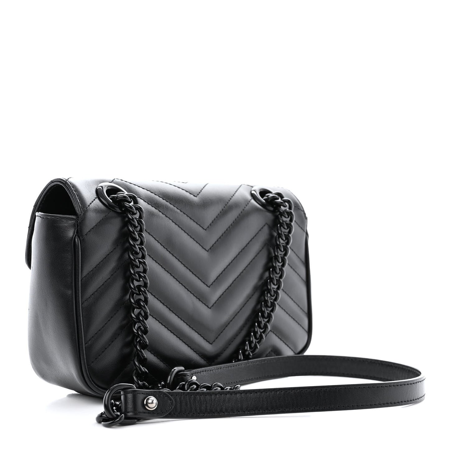 Calfskin Matelasse Monochrome Mini GG Marmont Shoulder Bag Black
