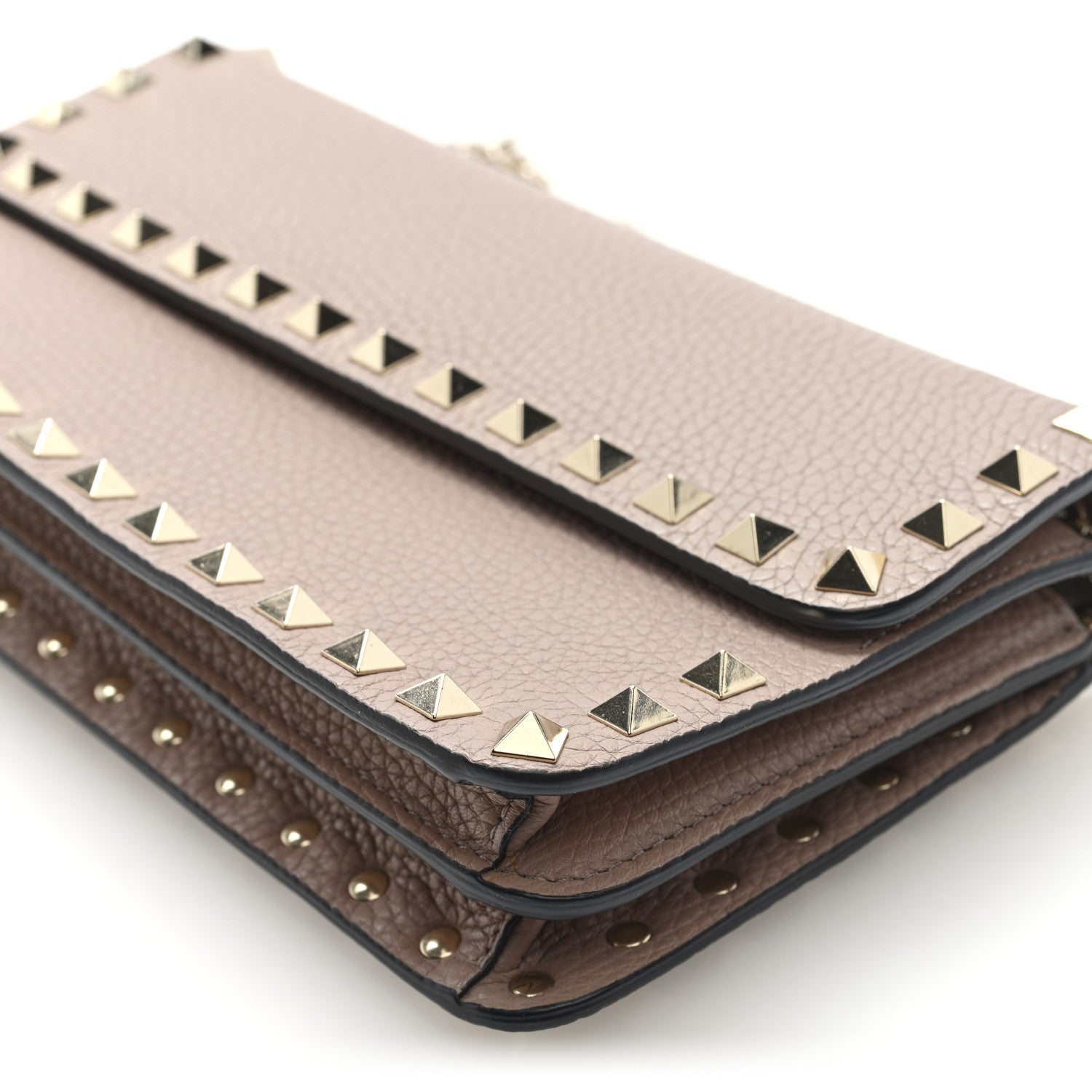 Valentino Garavani Grainy Calfskin Rockstud Chain Pouch Poudre 9 of 9