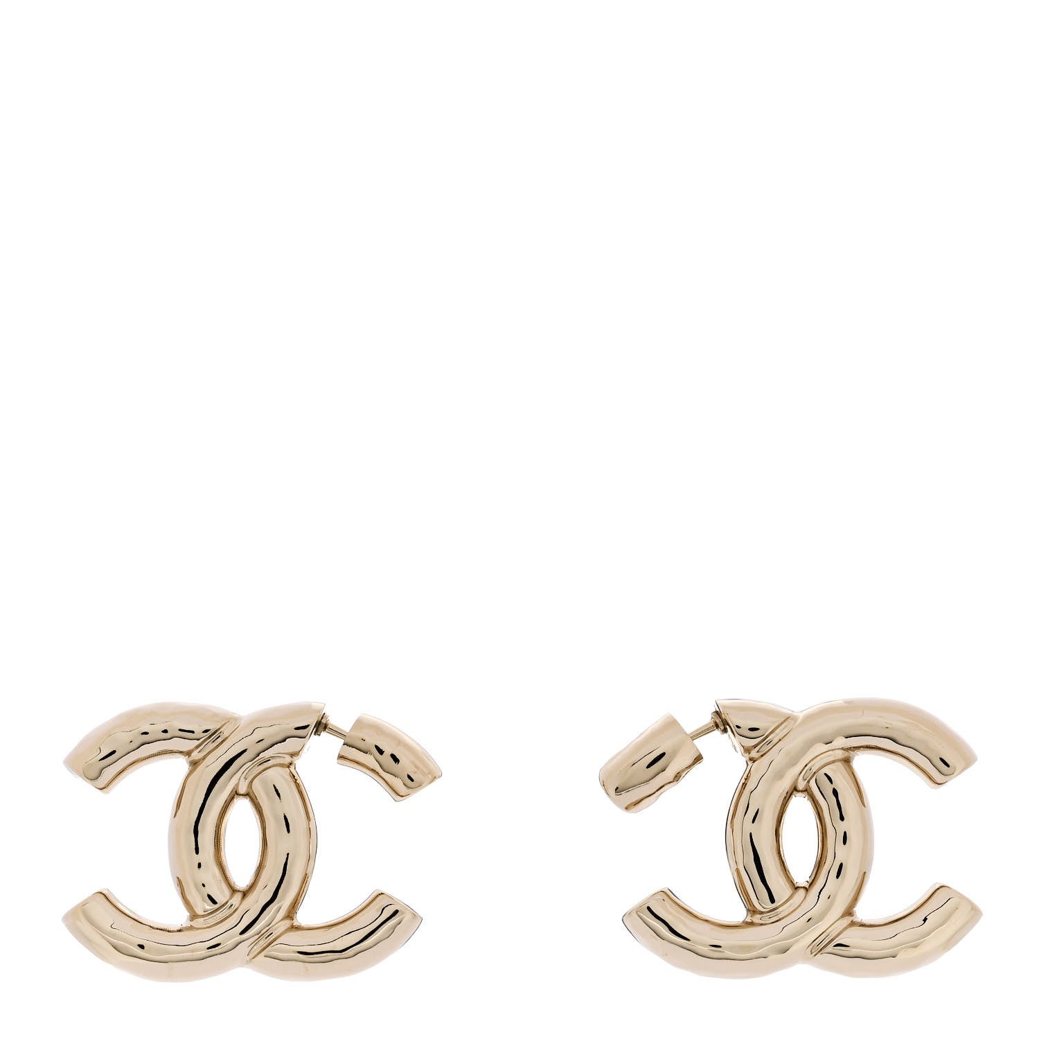 Chanel Metal Large CC Earrings Light Gold 1 of 4