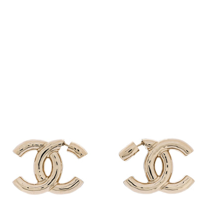 Chanel Metal Large CC Earrings Light Gold 1 of 4