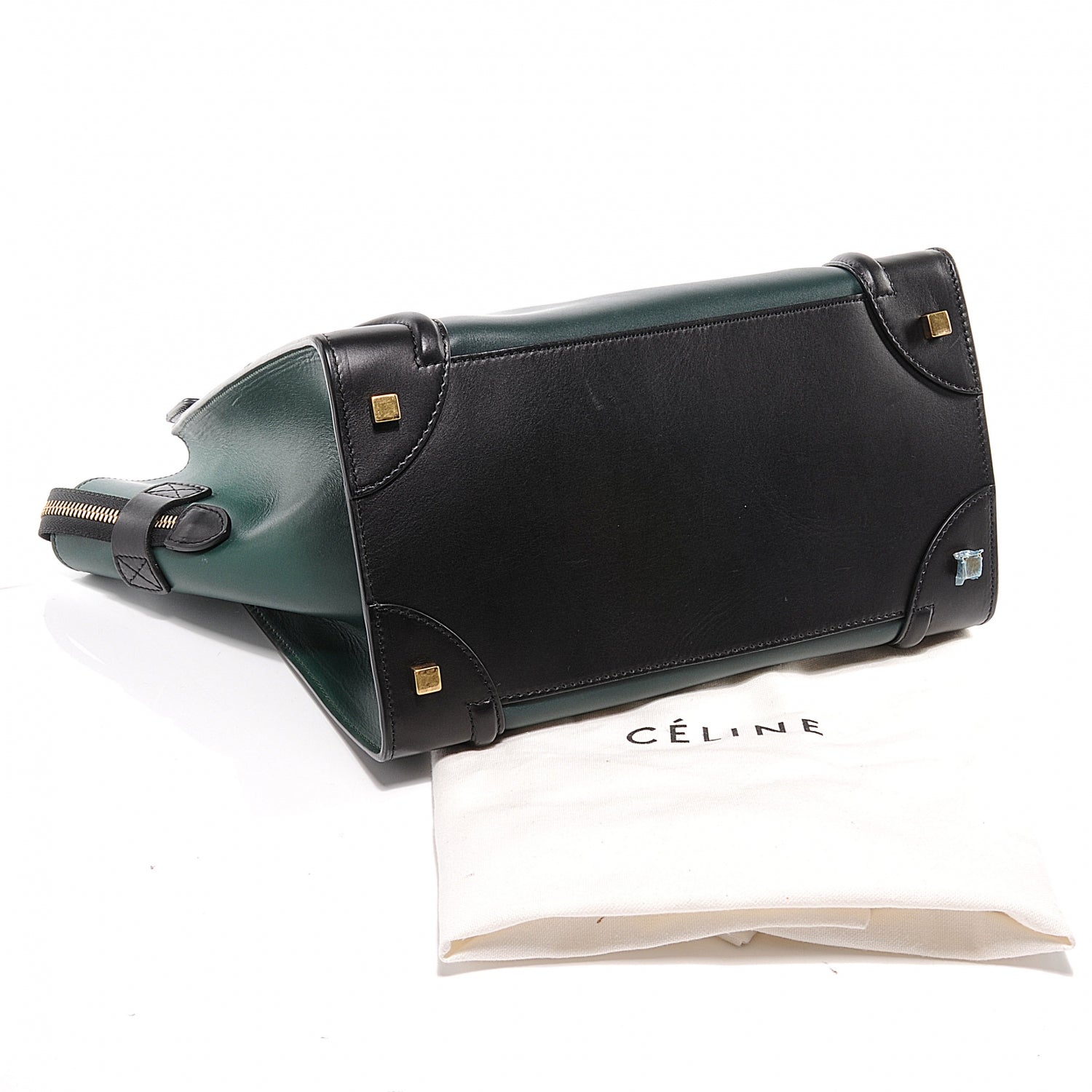 Celine Smooth Calfskin Mini Luggage Bag Bottle Green Black 5 of 9